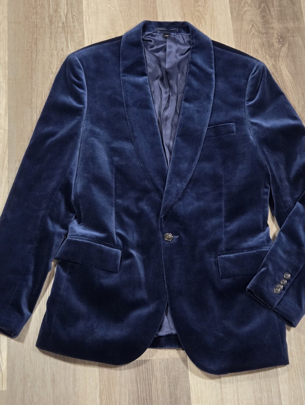 J Crew Jacket Mens 40R Ludlow Navy Velvet Shawl Lapel Slim Tuxedo Smoking Jacket